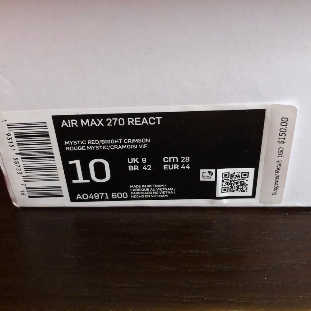 ❌❌❌SOLD❌❌❌Nike Air Max 270 React Size 10 - Picture 3 of 9